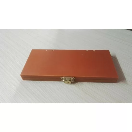 Folded leather strop with jewelers rouge